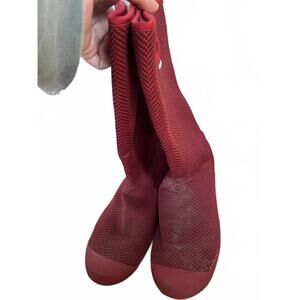BOGS SUMMIT WOMEN'S RED HERRINGBONE FABRIC WATERPROOF BOOTS SIZE 11